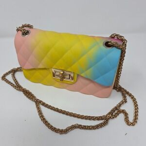 Emperia Rainbow Jelly Cross Body Purse Womens Multicolor W/Shoulder Golden Chain